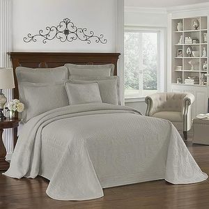 HISTORIC CHARLESTON King Charles sprei, gewatteerd, bloemenpatroon, kingsize maat, grijs