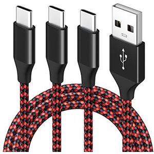 USB type C-kabel, 1 m, 2 m, 3 m, 3 A, USB A naar USB-C snellaadkabel, compatibel met Samsung Galaxy Note 9, 8, S8, S9, S10, 10 Plus, LG V50, V40, G8, G7 Thinq, Moto Z Z3, Switch