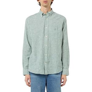 REG COTTON LINEN T-shirt à rayures en coton, Woody Green, 3XL