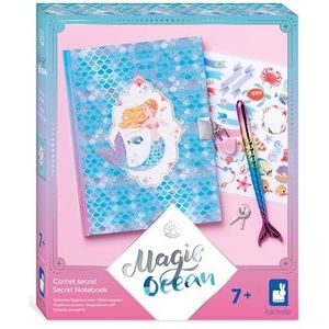 Janod Magic Ocean J09109 Dagboek voor kinderen, knutselen, notitieboek met zeemeerminstaartpen, wereld van de kleine zeemeermin, handwerk voor kinderen vanaf 3 jaar