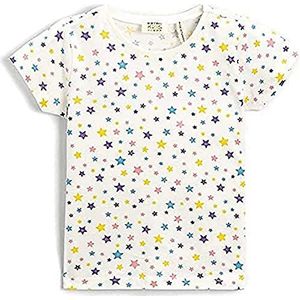 Koton Star Printed Cotton Crew Neck meisjes korte mouwen T-shirt ecru (0d1), 5-6 jaar, Natuurlijk design (0d1)