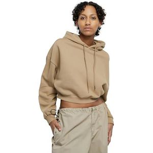 Urban Classics Dames Cropped Heavy Hoody Sweatshirt met capuchon voor dames, Heet zand