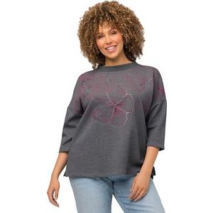 Ulla Popken Trui met vlinderpatroon dames hoodie, Grijze mix
