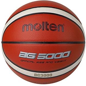 Molten BG3000 Basketbal voor binnen en buiten, kunstleer, maat 6, oranje/ivoor, geschikt voor jongens van 12, 13, 14 jaar, meisjes van 14 jaar en volwassenen