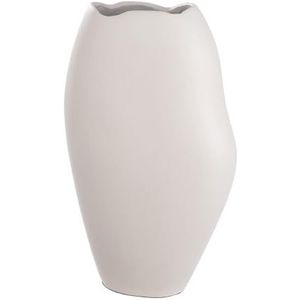 Casablanca Aluminium decoratieve vaas, moderne decoratieve vaas voor woonkamer, tafel, crèmekleurig, hoogte 33 cm