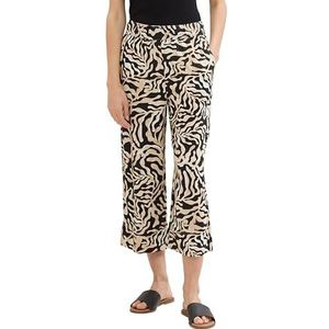 TOM TAILOR Pantalon culotte pour femme, 35305 - Black Cut Palmtree Design, 38W / 26L