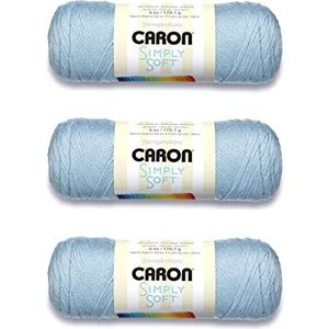 Caron Simply Soft Set van 3 bollen blauw garen 170 g acryl 4 medium gekamd 300 m