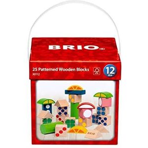 BRIO 30112 Bouwstenen box, kleurrijke houten bouwstenen met leerfuncties in praktische opbergdoos, aanbevolen vanaf 12 maanden