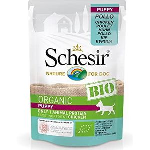Schesir Dog Bio Monoproteïne Puppy Kip Natvoer voor puppy's, 16 zakjes x 85 g