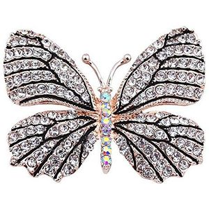 Belons Elegante broche vlinder kristal strass bruiloft broche voor vrouwen meisjes zwart wit, legering, strass, Kristal