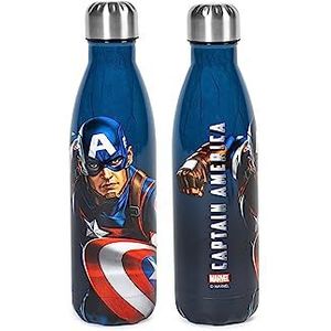 H&H Capitan America Thermosfles voor kinderen, roestvrij staal, versierd, 0,5 l, luchtdicht, BPA-vrij