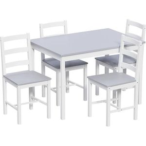 Vida Designs Yorkshire Eetkamertafel en stoelen, 4-zits, wit en grijs