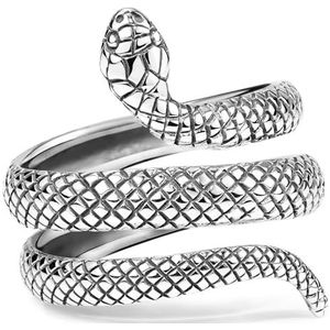 Materia #SR-35 925 zilveren slangenring 7,7 g antiek - ring voor dames en heren slang cobra maat 16 17 18 mm met ringbox, Sterling zilver