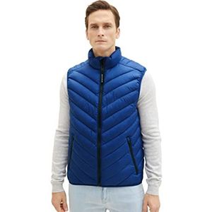 TOM TAILOR lichtgewicht gewatteerd herenvest met opstaande kraag van gerecycled polyester, 10118-Denim licht steen blauw verouderd