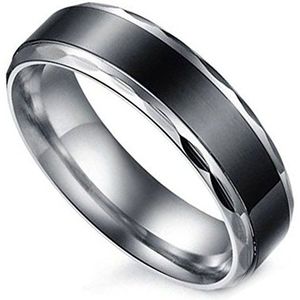 Flongo Ring, roestvrij staal, band, paar, liefde, Valentijnsdag, bruiloft, retro, klassiek, charme, optioneel, sieraad, cadeau, kleur: zwart voor dames en heren, roestvrij staal, Zonder steen