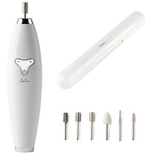 Jata JBSM1200 Professionele manicure- en pedicureset, 2-weg rotatie, 6 accessoires, soft-snelheidscontrole, USB-oplaadbaar, wit