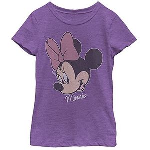 Disney Mickey and Friends Minnie Mouse Distressed Big Face Girls T-shirt, lila, XS, Paars.