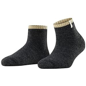 FALKE Dames Cosy Plush korte sokken ademend klimaatregulerend geurremmend wol dikke warme binnenkant lussen platte naad effen teen voor ontspanning 1 paar, Grijs (Antraciet Melange 3081)