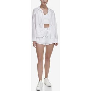 DKNY Sweat-shirt à capuche en maille chintz Honeycomb pour femme, Blanc., XL