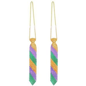 Beistle 60067 stropdassen van kunststof met parels voor Mardi Gras 33 cm, groen/goud/lila