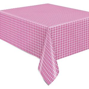 Unique 26283 plastic tafelkleed, 2,13 m x 1,37 m, zilver/roze, 1 stuk (1 stuk) kleurrijk