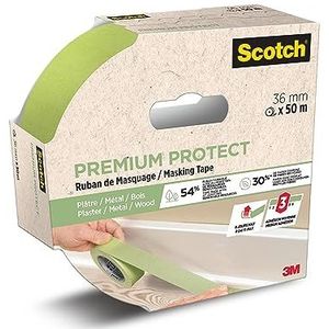 Scotch Premium Protect Afplakband 36 mm x 50 m, Scotch blauw plakband voor schilderen en decoratie binnen en buiten 70% PEFC