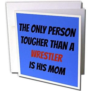 3dRose gc_253904_2 wenskaarten ""The Only Persoon, Tougher Than a Wrestler is His Mom"", 15 x 15 cm, 12 stuks