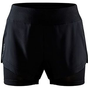 Craft Advance Essence 2-in-1 shorts voor dames, zwart.