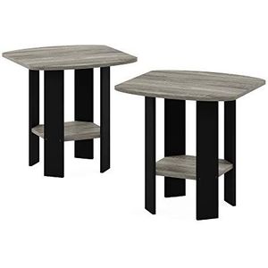 Furinno Eenvoudig design eindtafels, hout, Frans eiken, grijs/zwart, één maat, één maat