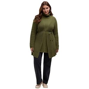 Ulla Popken Cardigan ouvert pour femme en tricot côtelé, gilets, vert mousse, normal, vert mousse, 54/56 FR, Vert mousse