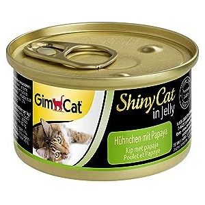 GimCat ShinyCat in Jelly Papaya kip - nat voer voor katten met vlees en taurine - 24 blikjes (24-70 g)