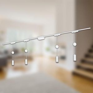 BRILONER - Luxtrail railsysteem complete set, 4 x led-ophanging, in hoogte verstelbaar, lampen, lichtrailsysteem voor plafond, spot-rail, plafondlamp, spotlight, 2 m, wit