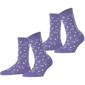ESPRIT Petite Flowers 2-Pack W SO Viscose Fancy Patroon Set van 2 paar damessokken (2 stuks), Thimble Paars 6996