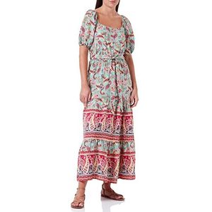 usha FESTIVAL midi-jurk voor dames met paisley-print, Lichtgroen, kleurrijk