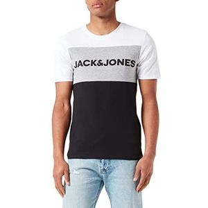 JACK & JONES Heren T-shirt met Colourblocking logo, wit. Pasvorm: nauwsluitend