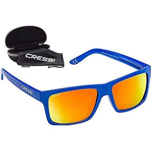 Cressi Bahia Floating zonnebril, sportzonnebril, zwemmend, gepolariseerd, UV-bescherming, 100% uniseks, volwassenen, koningsblauw/gespiegelde glazen, oranje, Eén maat