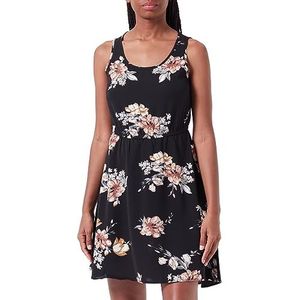 ONLY Dames Onlnova Lux S/L Sara Dress Aop Ptm zomerjurk, Zwart/Aop: romantische bloem