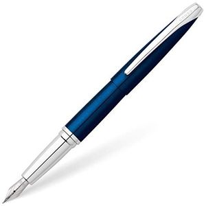 CROSS ATX - vulpen blauw transparant gelakt met verchroomde accenten / navulbare pen, medium punt, klassiek doosje en 2 patronen