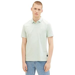 TOM TAILOR Denim 1037034 Poloshirt voor heren, 1 stuk, 32090 - Minimale print in wit en groen