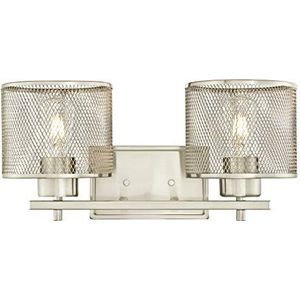 Westinghouse Lighting Wandlamp Morrison met twee lampen, geborsteld nikkel afwerking met roosterscherm, 63277