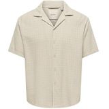 Only & Sons Onslatham Rlxss Resort Linen Struc Shi Herenshirt met korte mouwen, Zilveren voering., XXL