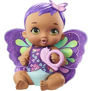 My Garden Baby vlinder babypop drinkt en plast 30 cm paars met afneembare luier, kleertjes en vleugels, pop voor kinderen vanaf 3 jaar, GYP11