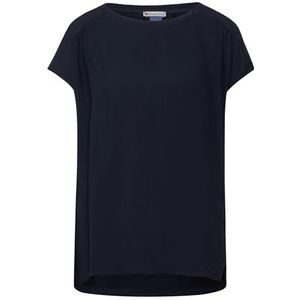 Street One T-shirt pour femme en mélange de matériaux, bleu foncé, 42