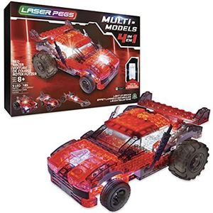 Laser Pegs, Voertuig, rood, 4-in-1-185 stuks, bouw, lichtbaksteen, speelgoed voor kinderen vanaf 8 jaar, LAU01, meerkleurig
