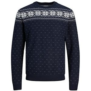 Jack & Jones JORXMAS Knit Crew Neck Sweater, Blazer Marineblauw, L Heren, marineblauw blazer