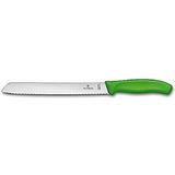 Victorinox, 6.8636.21L4B, Zwitsers Classic, Brotmesser, extra scharfe liniaal, met fijne glans, robuuste kunststof handgreep, groen, gemaakt in Zwitserland, vaatwasserbestendig