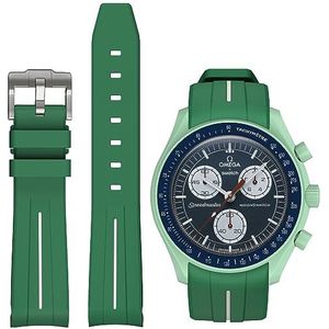 BONACE - Zachte rubberen reservearmband voor Omega x Swatch MoonSwatch, Speedmaster, Rolex, Seiko horloges met 20 mm Horloges - zonder opening - gebogen, uniseks