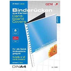 Genie 12383 - 25 stuks - boekbinderruggen DIN A4 - 230 g/m² - geschikt voor alle gangbare bindruggen - zwart