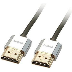 LINDY - Cromo HDMI 2.0 kabel High Speed 1 meter met Ethernet, Slimline Design, 4K @60Hz 18G 3D 1080p HDCP 2.2 HDR ARC CEC TV OLED, Xbox, PS4, PS5, Blu-Ray, Soundbar