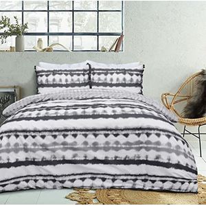 Sleepdown Omkeerbaar beddengoed set met kussenslopen, geometrisch Tie-Dye-patroon, zacht, onderhoudsvriendelijk, voor tweepersoonsbed (200 x 200 cm)